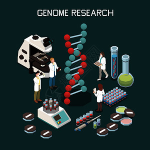 遗传学等距成与实验室设备科学家研究基因三维载体插图图片