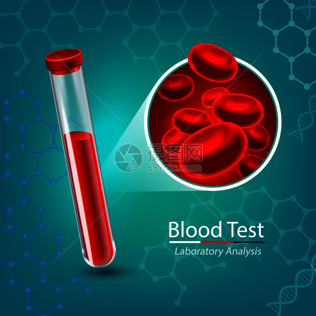 血液测试成分与医用试管红细胞流经血管载体插图图片