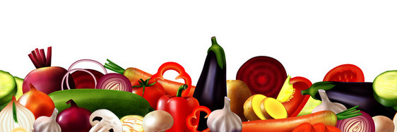 真实的蔬菜边界成与混合成熟整体水果切片的图像空白背景矢量插图图片