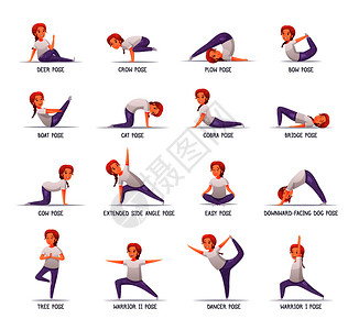 儿童瑜伽女孩图标体育符号卡通孤立矢量插图图片