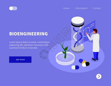 可点击链接按钮的基因等距背景,可编辑的文本图片的科学家医学DNA矢量插图背景图片