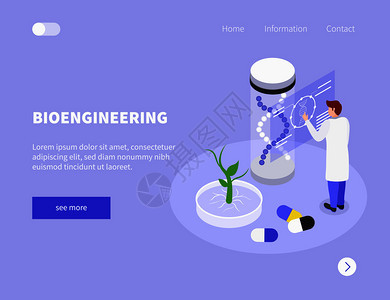 可点击链接按钮的基因等距背景,可编辑的文本图片的科学家医学DNA矢量插图背景图片