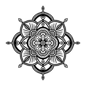 黑白花民族曼陀罗,白色背景,矢量插图图片