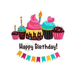 生日快乐贺卡可爱的生日蛋糕蜡烛图片