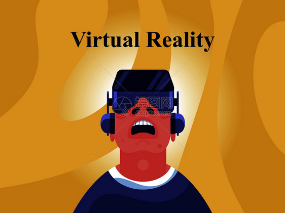 虚拟现实与个人VR眼镜与想象的宇宙互动矢量插图VR网络里的人虚拟现实矢量插图图片