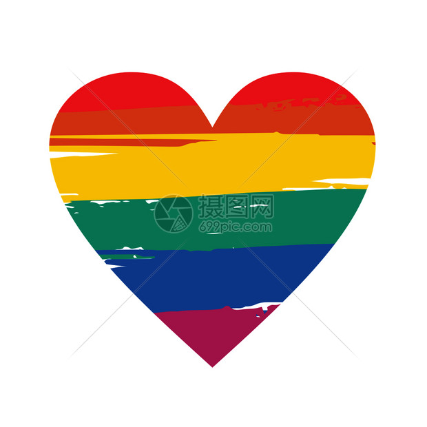 彩虹心个lgbt符号矢量插图章白色背景上隔离矢量格式的lgbt心脏彩虹之