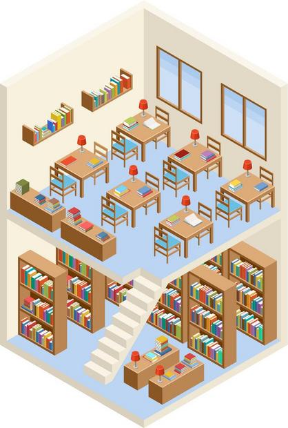 等距图书馆阅览室矢量插图插画图片下载-正版图片300903038-摄图网