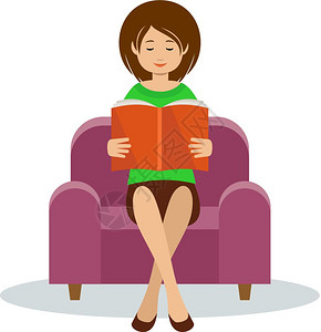 就趁轻的女人坐椅子上看书矢量插图插画