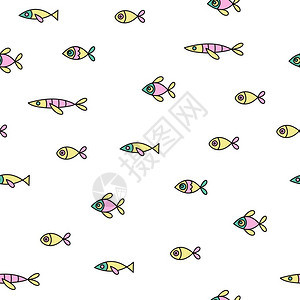 海鱼的无缝图案矢量插图背景图片