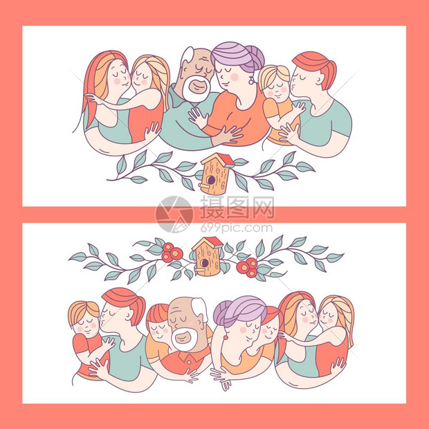 幸福的家庭家庭日矢量插图幸福的家庭家庭日爱方妈妈 爸爸 孩子 祖父母矢量插图插画图片下载 正版图片 摄图网