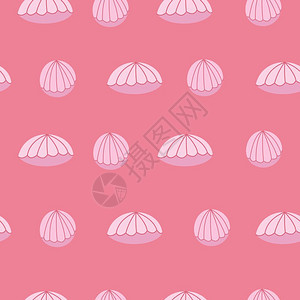 甜点蛋糕无缝图案粉红色背景上的无缝图案粉红色棉花糖精致的法国甜点卡通风格的矢量剪贴画图片