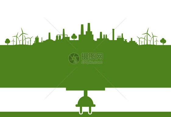 绿色生态城市矢量插图图片