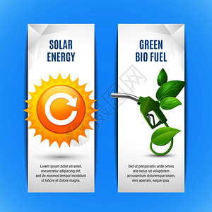 生态垂直横幅纸风格与太阳能绿色生物燃料现实构图矢量插图生态垂直横幅纸张风格图片