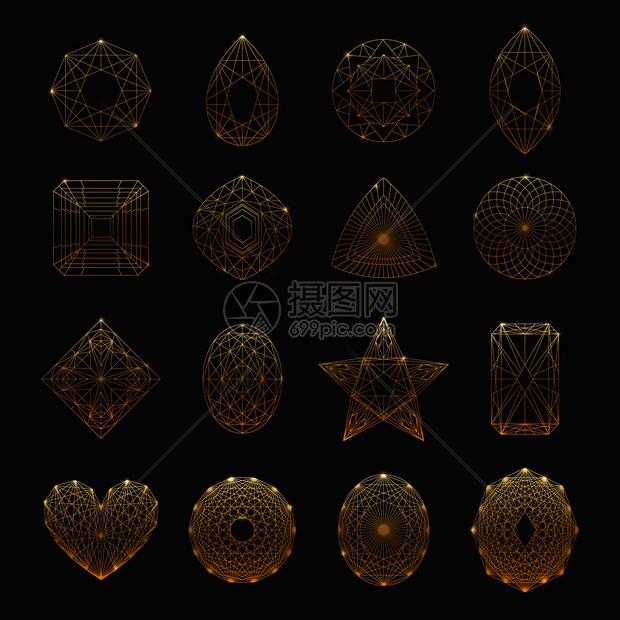 宝石线图标同形状的孤立矢量插图宝石线图标图片