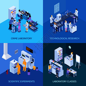犯罪实验室,化学实践课,科学实验技术研究等距孤立矢量插图实验室等距图片
