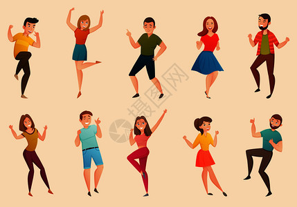 跳舞的人移动复古图标的轻男女移动2横幅矢量插图跳舞的人复古图标图片