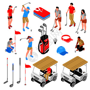 高尔夫等距图标游戏符号孤立矢量插图高尔夫图标图片