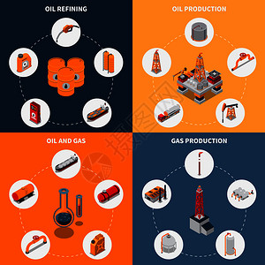 等距与石油生产精炼,气体提取储存,燃料运输孤立矢量插图油气等距图片