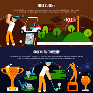 高尔夫比赛水平横幅与球员,绿色球场与,俱乐部球,奖杯孤立矢量插图高尔夫比赛水平横幅图片