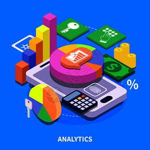 分析与彩色三维图,金融安全数据等距矢量插图分析等距插图图片