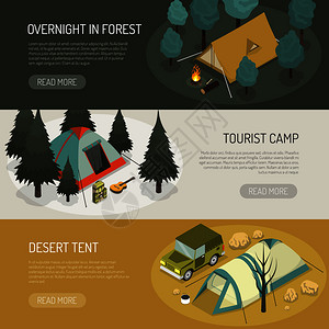 露营帐篷选择提示同的目的能力3水平横幅网页矢量插图野营帐篷选择水平横幅图片