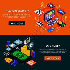 金融安全安全货币交易等距横幅三维孤立矢量插图金融安全横幅图片
