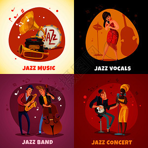 爵士音乐理念与乐队表演,音乐会,女歌手,乐器孤立矢量插图爵士乐理念图片