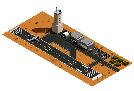 事空基地队设施与机库直升机车辆着陆飞机等距成矢量图事空基地等距成图片