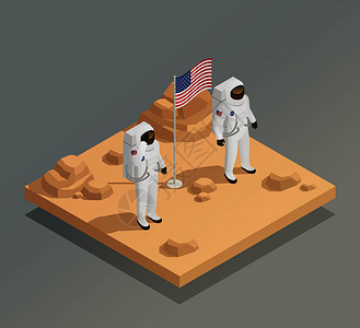 美国太空探索任务等距成与宇航员太空服行星表与矢量插图美国宇航员等距成图片
