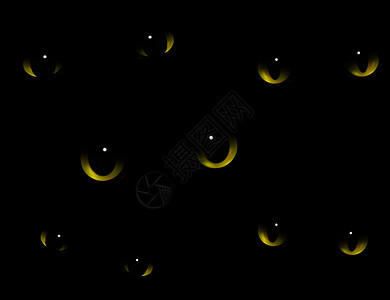 怪物动物猫眼睛黑暗中发光,现实的装饰表现构图,黑色背景矢量插图猫的眼睛黑暗中现实背景图片