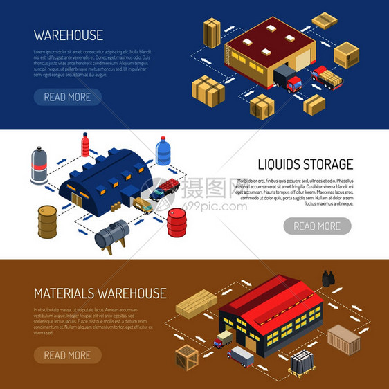 仓库水平横幅与液体储存材料储存建筑等距图像矢量插图仓库水平横幅图片