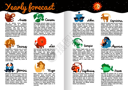 每的预测由生肖,信息图表书页与星空,月亮太阳矢量插图十生肖信息图图片