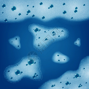 抽象沐浴蓝色背景与苏迪水现实的肥皂泡矢量插图抽象沐浴蓝色背景图片