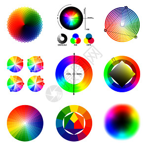 完美匹配美丽的颜色梯度谐合生成原则,圆圈方案,调色板矢量插图配色方案调色板集背景图片