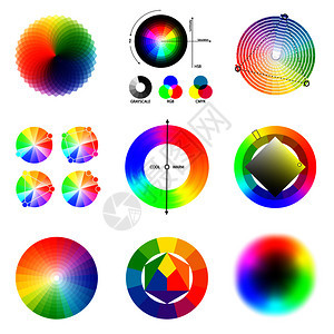 完美匹配美丽的颜色梯度谐合生成原则,圆圈方案,调色板矢量插图配色方案调色板集图片