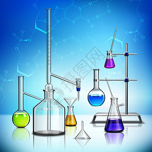 实验室璃器皿成与化学生物符号现实矢量插图实验室璃器皿成图片