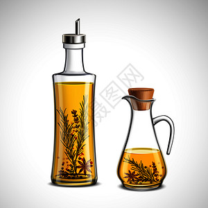 璃瓶真实与油草药分离矢量插图璃瓶套装图片