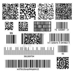 通用产品代码条形码类型真实维矩阵符号数字系统矢量插图条形码类型图片