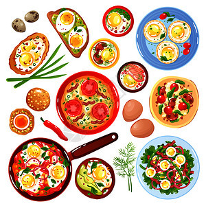 图标菜肴,鹌鹑鸡蛋与蔬菜,蘑菇绿色植物矢量插图鸡蛋菜套图片