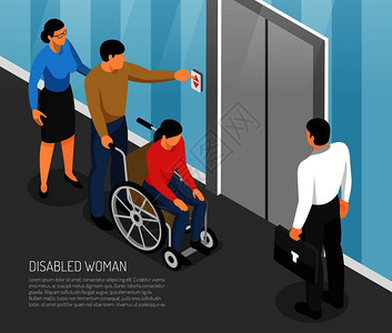 残疾妇女等距插图图片