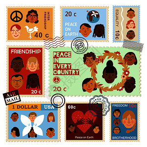 国际人类脸邮票图片