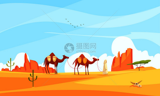 骆驼火车沙漠成图片