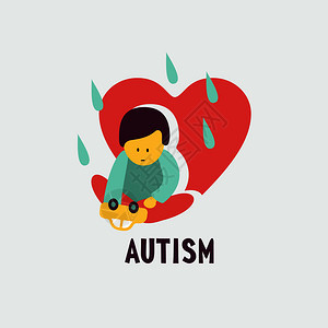 自闭症儿童孤独症综合征的早期迹象矢量章儿童自闭症谱系障碍ASD图标儿童孤独症的体征症状图片