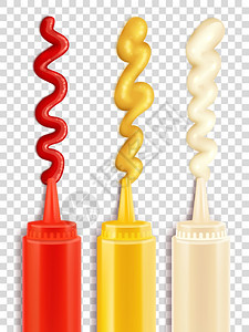 套酱汁瓶颜色图标描绘酱瓶与条的调味矢量图片