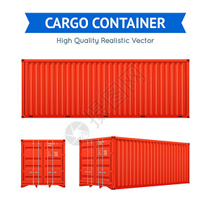 货运集装箱红色货运集装箱侧等距视图白色背景现实矢量插图上图片
