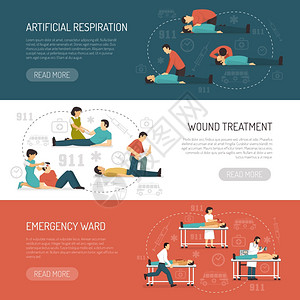 急救应急指南横幅急救3平水平横幅与呼吸呼吸辅助急诊病房孤立向量插图图片