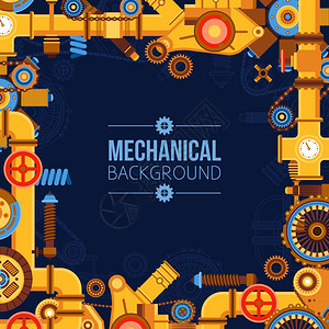 机械零件背景机械零件背景与金属管道齿轮制造工具链轮阀门矢量图图片