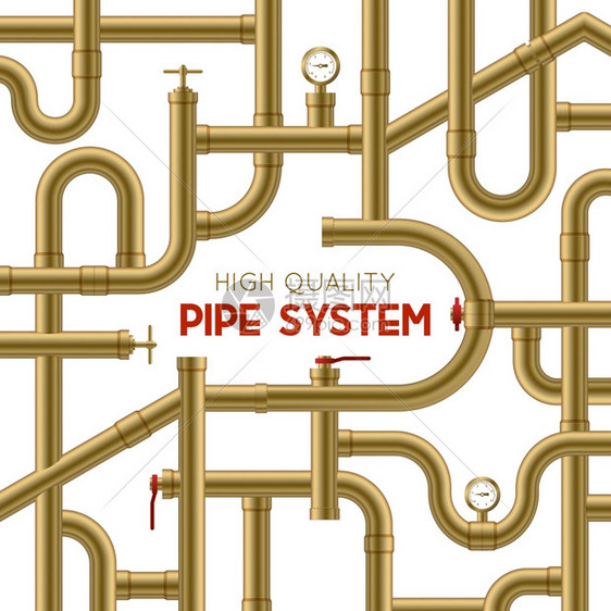 管道系统背景高质量的金管系统真实背景矢量图图片