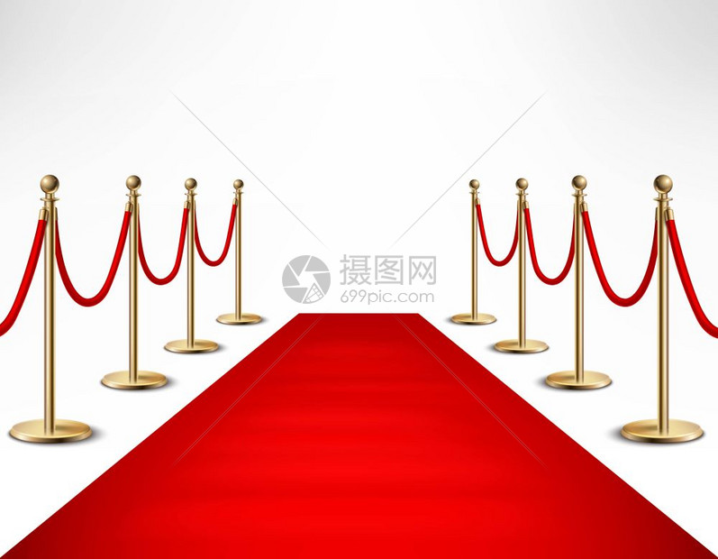 红地毯名人正式活动横幅红地毯仪式VIP活动元首访问现实形象与金壁垒矢量插图图片