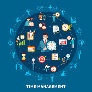时间符号圆形构图圆圈成时间管理象形图图标平人物,时钟,日历,规划提醒标志,矢量插图图片